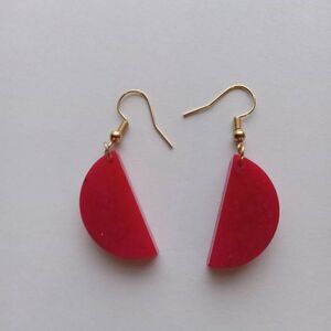 5/$50 Hot pink resin half circle earrings